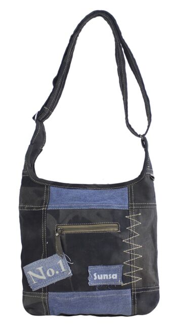 Sac hobo en toile Sunsa sac à bandoulière fabriqué à partir de jeans recyclés sac à bandoulière noir 12