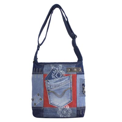 Sunsa women's hobo shoulder bag made from recycled jeans shoulder bag