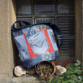 Sac à bandoulière hobo pour femme Sunsa fabriqué à partir de jeans recyclés sac à bandoulière 8