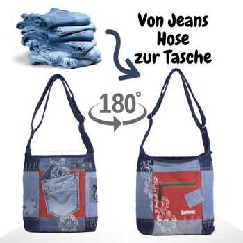 Sac à bandoulière hobo pour femme Sunsa fabriqué à partir de jeans recyclés sac à bandoulière 5