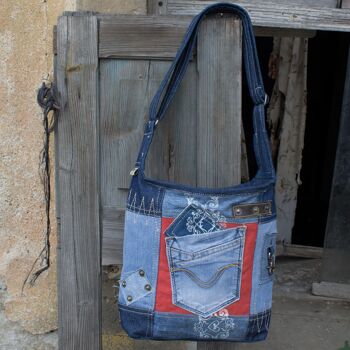 Sac à bandoulière hobo pour femme Sunsa fabriqué à partir de jeans recyclés sac à bandoulière 9