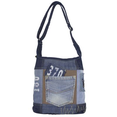 Sunsa Hobo Tasche Jeans Umhängetasche Schultertasche brauner Canvas