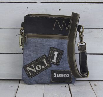 Petit sac à bandoulière Sunsa en jeans recyclés et sac à bandoulière en toile noire étoile 4