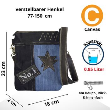 Petit sac à bandoulière Sunsa en jeans recyclés et sac à bandoulière en toile noire étoile 3