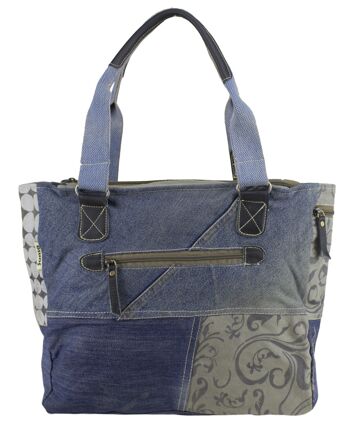 Sac cabas pour femme Sunsa en toile et jeans recyclés dans un design patchwork 9