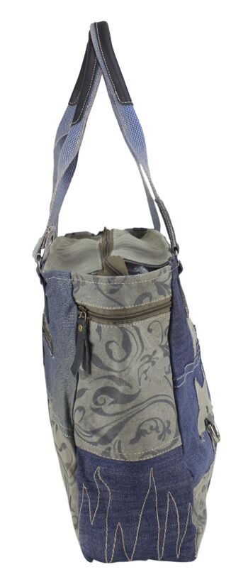 Sac cabas pour femme Sunsa en toile et jeans recyclés dans un design patchwork 11