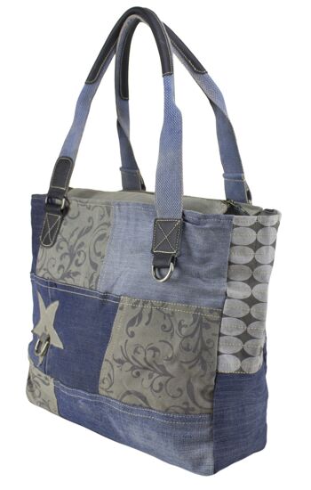 Sac cabas pour femme Sunsa en toile et jeans recyclés dans un design patchwork 13