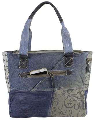 Sac cabas pour femme Sunsa en toile et jeans recyclés dans un design patchwork 14