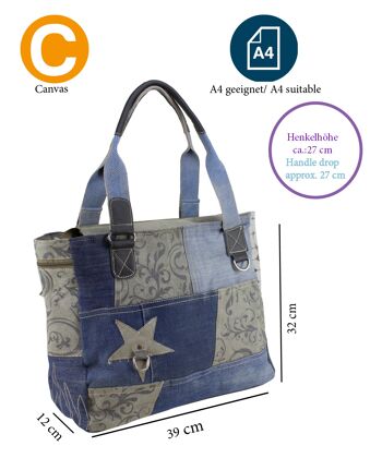 Sac cabas pour femme Sunsa en toile et jeans recyclés dans un design patchwork 3