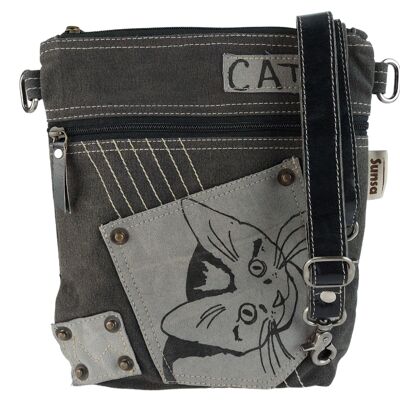 Bolso bandolera Sunsa pequeño motivo gato negro gris bolso de mujer bandolera