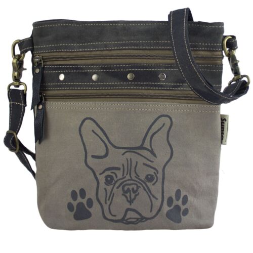 Sunsa kleine graue Umhängetasche Schultertasche Hund Motiv Crossbody Bag Dog