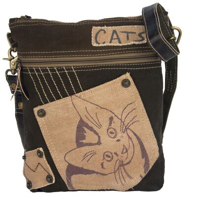 Sunsa Damen kleine Umhängetasche bedruckt Katze Motiv Schultertasche Crossbody Bag
