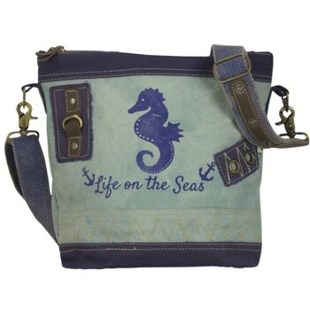 Sunsa Maritim sac en toile bleu sac à bandoulière hippocampe petit 1