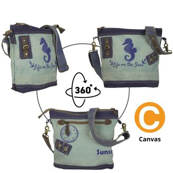 Sunsa Maritim sac en toile bleu sac à bandoulière hippocampe petit 5