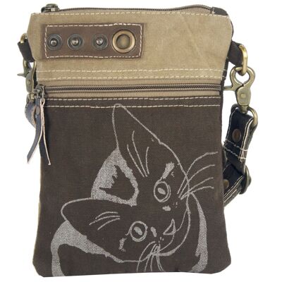 Sunsa small canvas bag shoulder bag printed cat motif shoulder bag