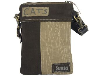 Sunsa petit sac en toile sac à bandoulière motif chat imprimé sac à bandoulière 2