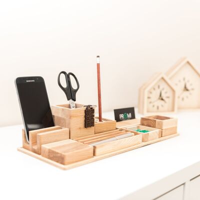 Organisateur de bureau en bois, organisateur de bureau en bois