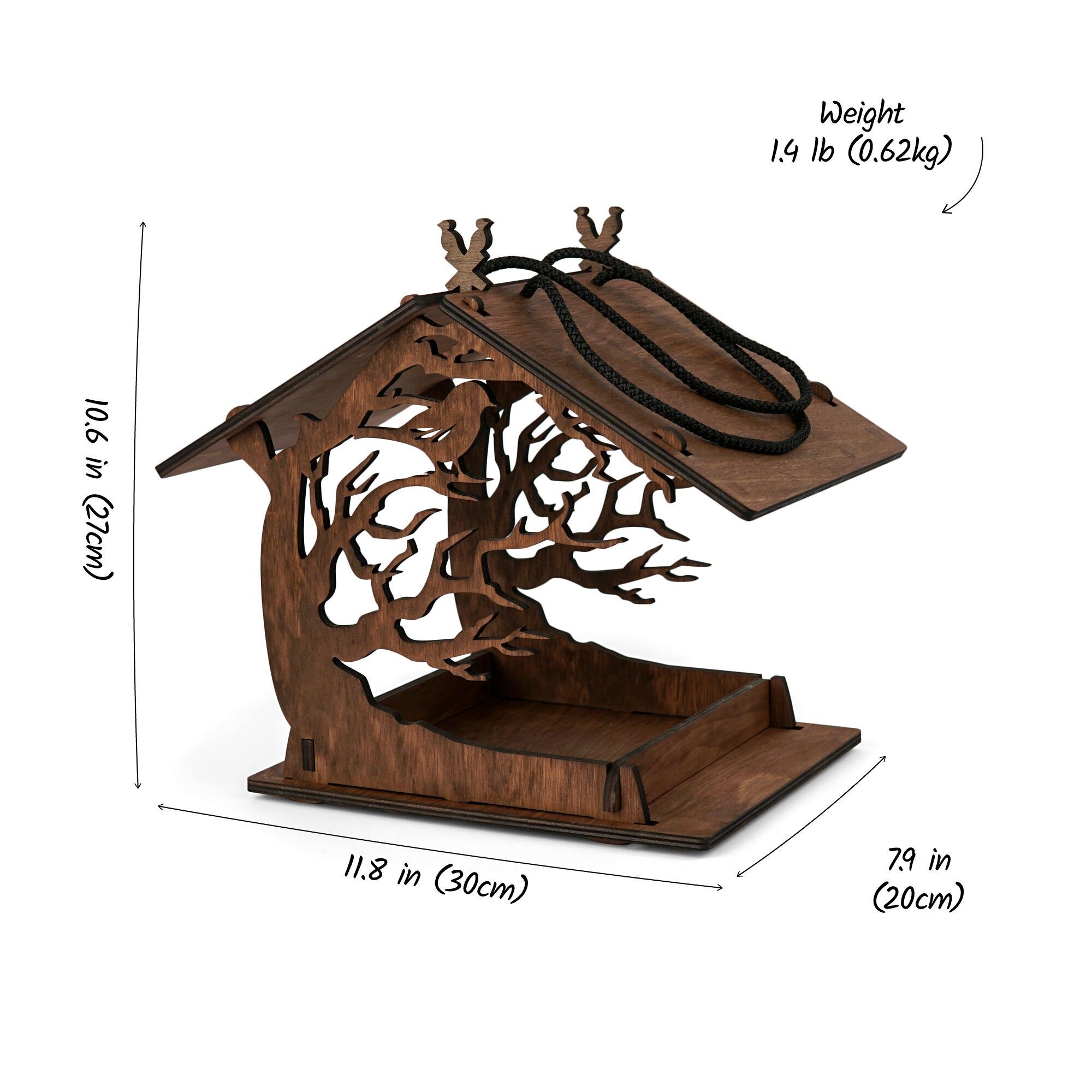 Bird Feeder, Wooden Hanging Bird Feeder