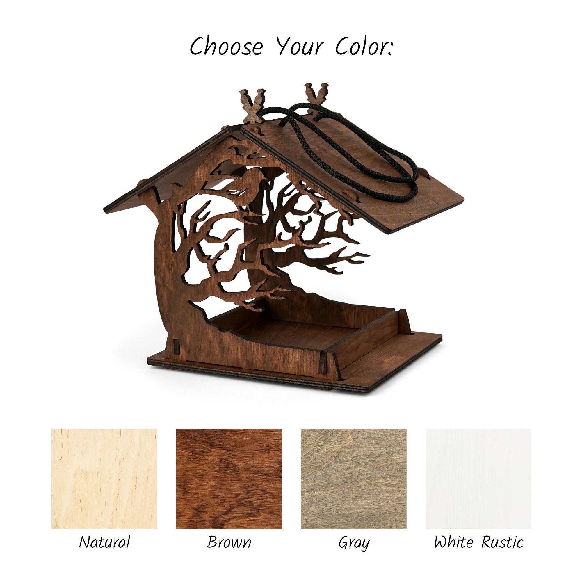 Bird Feeder, Wooden Hanging Bird Feeder