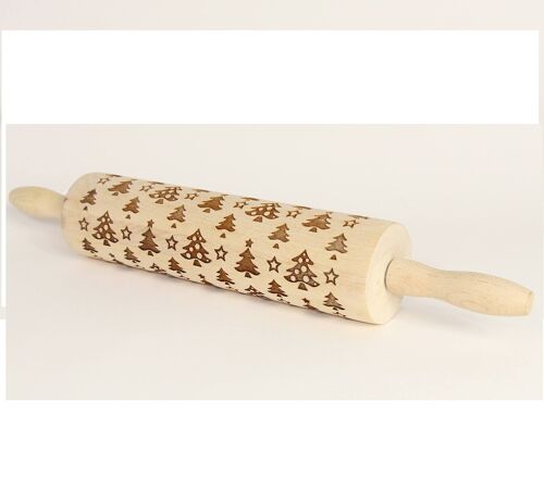 Rolling Pin - wooden rolling pin ( Christmas trees )