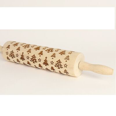 Rolling Pin - wooden rolling pin ( Christmas trees )