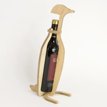 Porte-bouteille de vin - boîte à bouteille de vin en bois pingouin 2