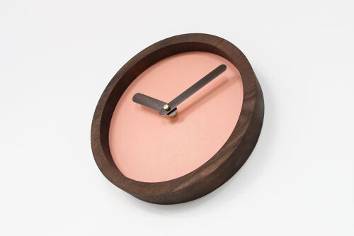 Wooden clock, Pink canvas wood wall clock