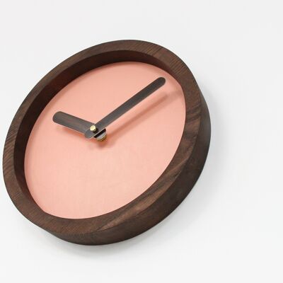 Wooden clock, Pink canvas wood wall clock