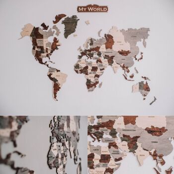 Carte du monde en bois, carte de mots murale en bois 4