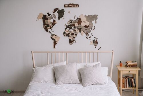 Wooden world map, Wooden wall word map