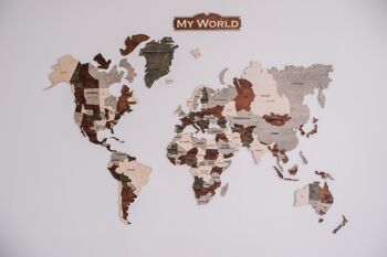 Carte du monde en bois, carte de mots murale en bois 3