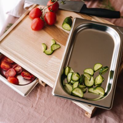 Cutting Board with stainless steel drawer