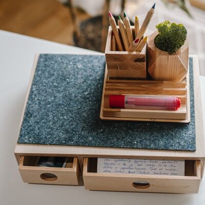 Wooden desk organizer, Desk accesories