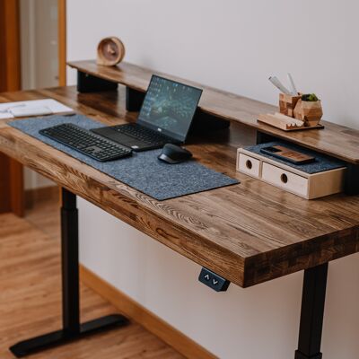 Height adjustable desk, Natural wood height adjustable table