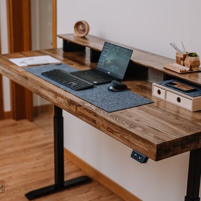 Height adjustable desk, Natural wood height adjustable table