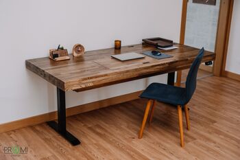 Bureau réglable en hauteur, Table réglable en hauteur en bois naturel 2