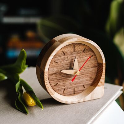 Reloj de madera, reloj de escritorio de madera