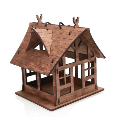 Mangeoire à oiseaux, forme de maison de mangeoire à oiseaux suspendue en bois