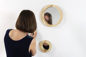 Ensemble de miroirs, Ensemble de miroirs muraux en bois 3 pièces 9