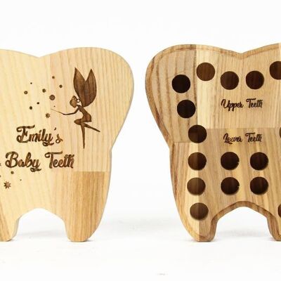 Scatola dei denti - scatola dei denti di fata del bambino in legno