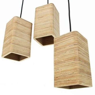 Wooden lamps - 3 hanging wood lamp set