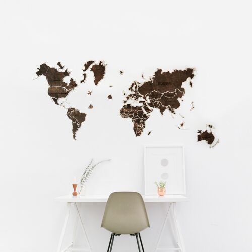 Wooden word map, Wood wall world map