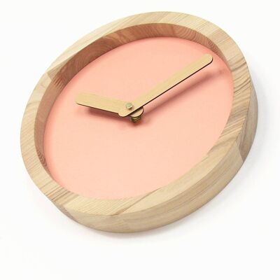Orologio in legno, orologio in legno da parete in tela rosa