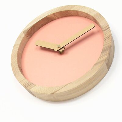 Wooden clock, Pink canvas wall wood clock