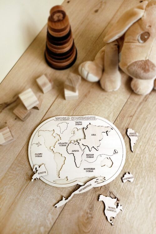 World map puzzle, Educational toys wooden world map puzzle