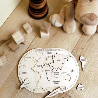 World map puzzle, Educational toys wooden world map puzzle