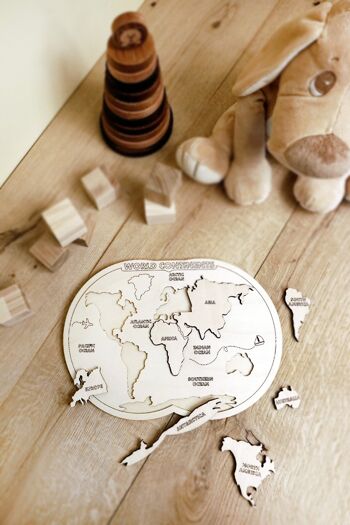 Puzzle de carte du monde, puzzle de carte du monde en bois de jouets éducatifs 1