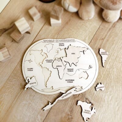 World map puzzle, Educational toys wooden world map puzzle