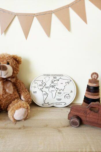 Puzzle de carte du monde, puzzle de carte du monde en bois de jouets éducatifs 2