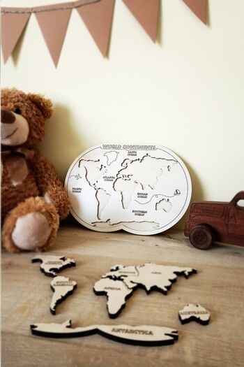 Puzzle de carte du monde, puzzle de carte du monde en bois de jouets éducatifs 3